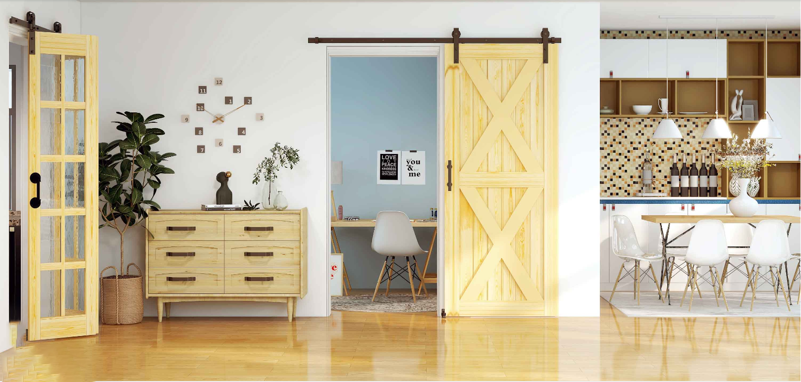 How do you convert a hinged door to a barn door?