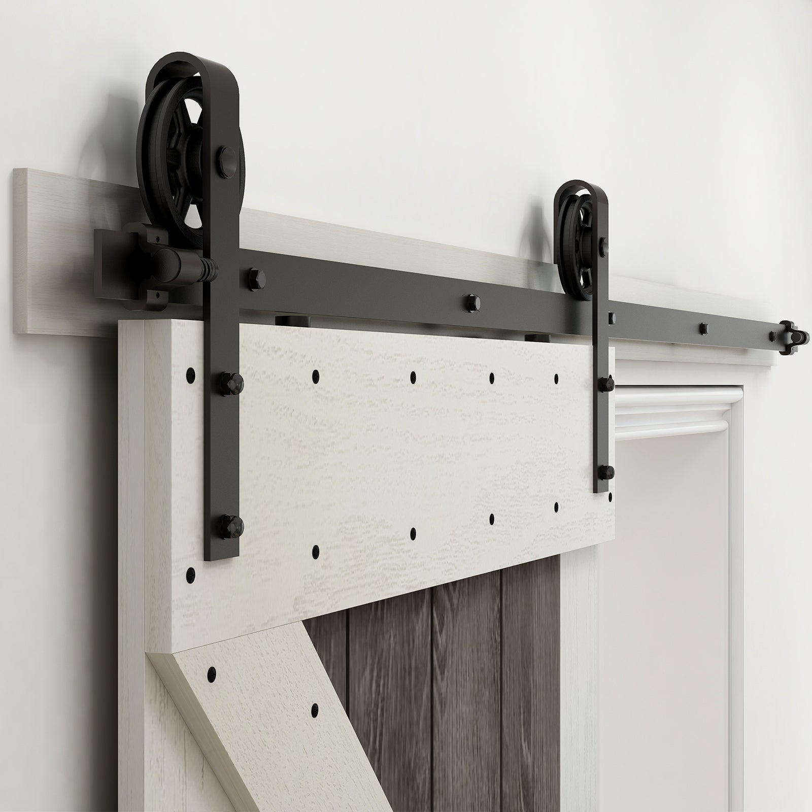 Sliding Barn Door Hardware Kit Medium Size Roller CCJH Flat Style –