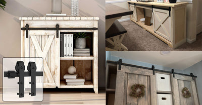 Super Mini Sliding Barn Door Hardware Kit for Cabinets