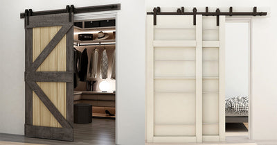 What is the difference between single and double bypass barn door hardware?