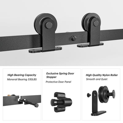17FT Sliding barn door hardware kit for double wooden door