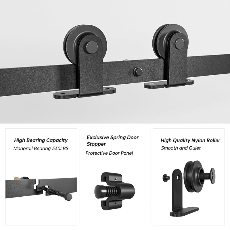 17FT Sliding barn door hardware kit for double wooden door