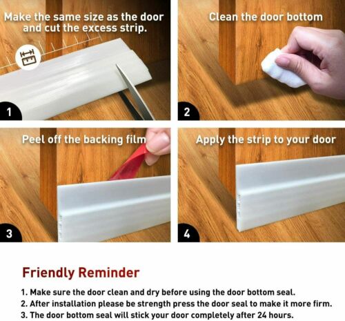 Under Door Sweep Weather Stripping Door Draft Stopper Blocker Strong Adhesive
