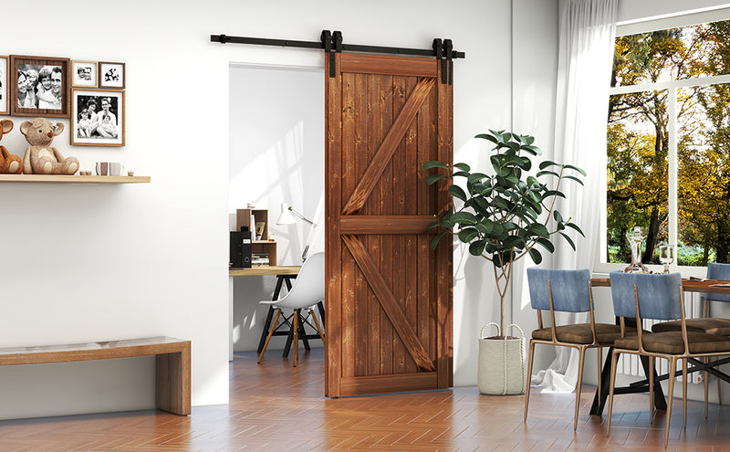 Bypass Sliding Barn Door Upgraded Single Track kit CCJH J Style for Double Barn Door