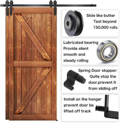 Bypass Sliding Barn Door Upgraded Single Track kit CCJH J Style for Double Barn Door