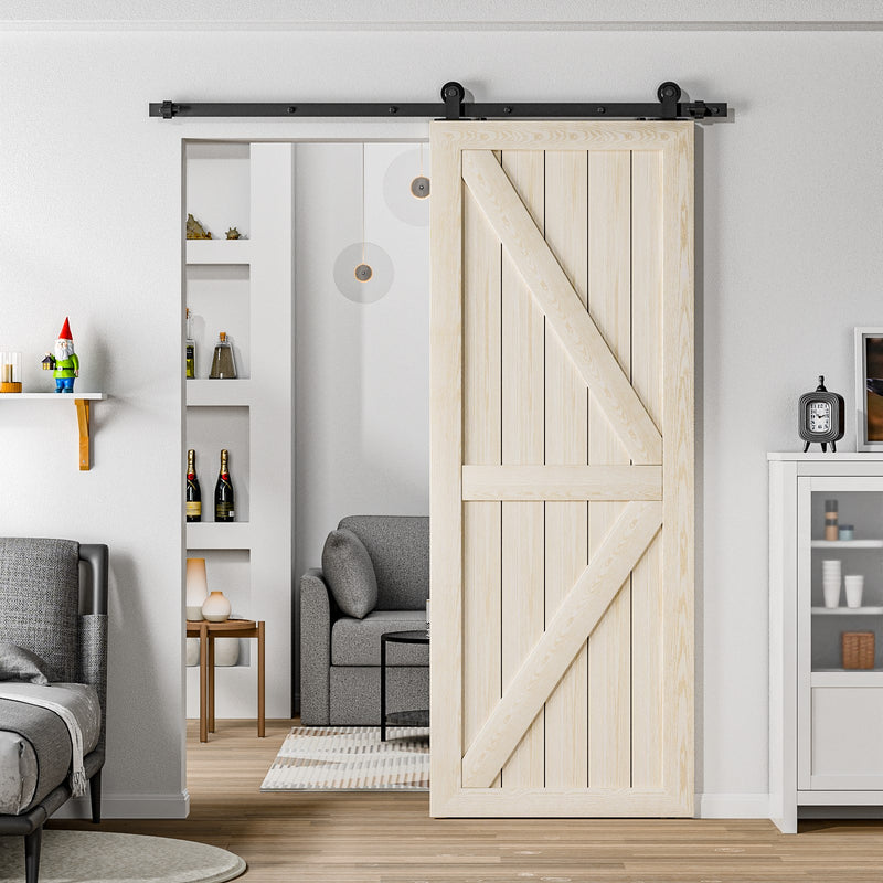 17FT Sliding barn door hardware kit for double wooden door