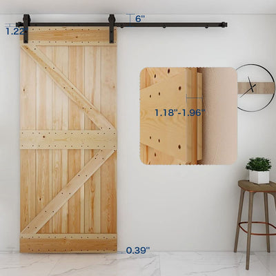 CCJH 20FT Single Sliding Barn Door Hardware Kit Black Basic Roller Carbon Steel Hanger Flat Track System for Closet Kitchen 1 Door 120 inch Wide