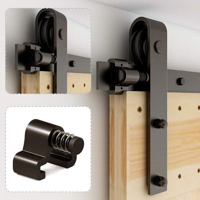 CCJH 20FT Single Sliding Barn Door Hardware Kit Black Basic Roller Carbon Steel Hanger Flat Track System for Closet Kitchen 1 Door 120 inch Wide