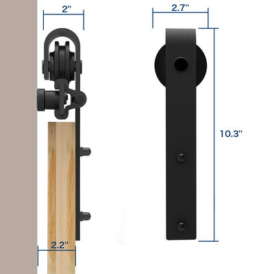 CCJH 20FT Single Sliding Barn Door Hardware Kit Black Basic Roller Carbon Steel Hanger Flat Track System for Closet Kitchen 1 Door 120 inch Wide
