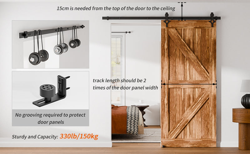 Sliding barn door hardware kit for Wooden 1/2 door ,Diamond shaped