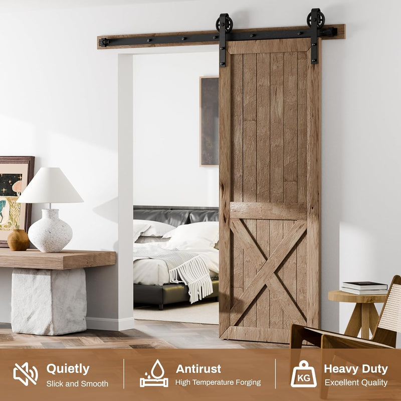 Medium Wheel Roller Sliding Barn Door Hardware Kit for Single/Double Doors