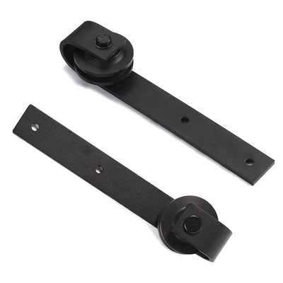 CCJH 20FT Sliding Barn Door Hardware Kit, Heavy Duty, Smoothly and Quietly, Easy to Install, Fit 60" Width Double Door Panel, Basic Style Hangers Black