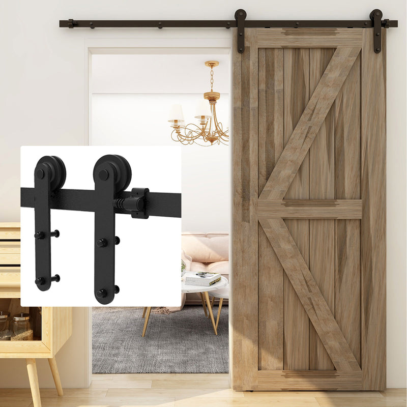 Sliding Barn Wood Door Hardware Black Rustic Track Kit