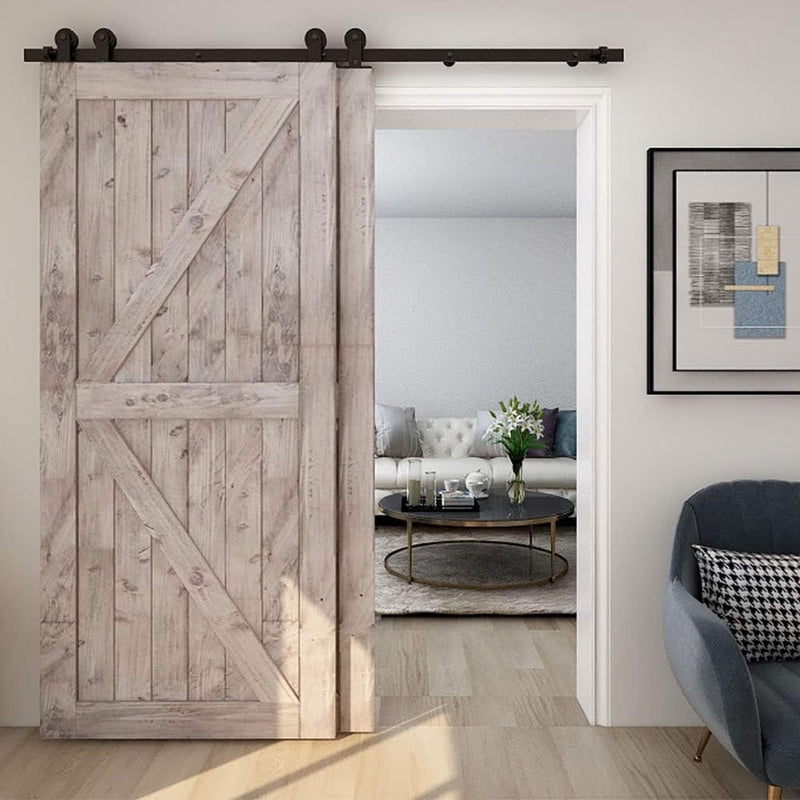 Bypass Sliding Barn Door Hardware Kit  Single Track System (4ft-20ft).no door , No Noise