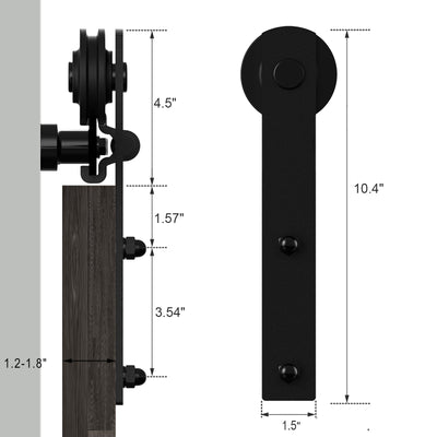 Barn door hardware kit with wheel and wheel track