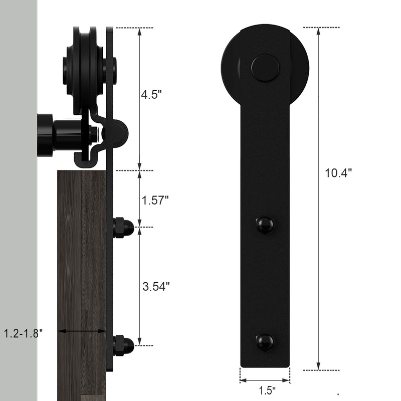 Barn door hardware kit with wheel and wheel track