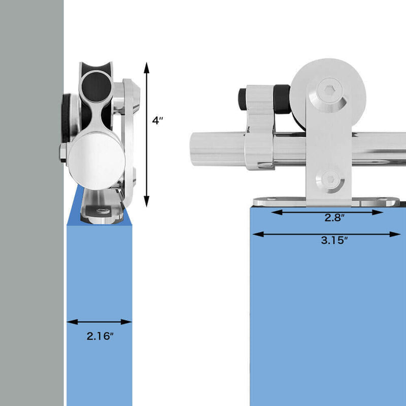 6FT-12FT Stainless Steel Sliding Track Barn Door Hardware Kit for Single Door Heavy Duty