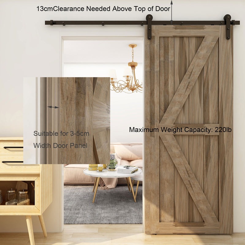 Sliding Barn Wood Door Hardware Black Rustic Track Kit