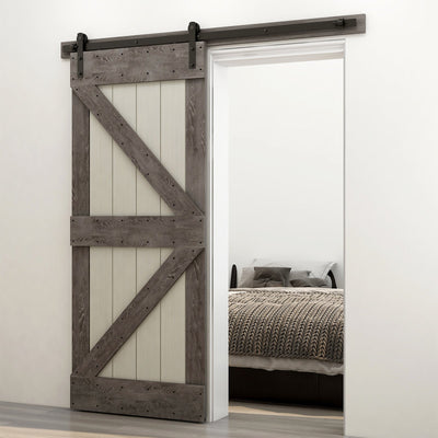 Barn door hardware kit with wheel and wheel track