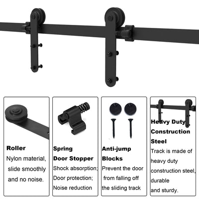 Sliding Barn Wood Door Hardware Black Rustic Track Kit