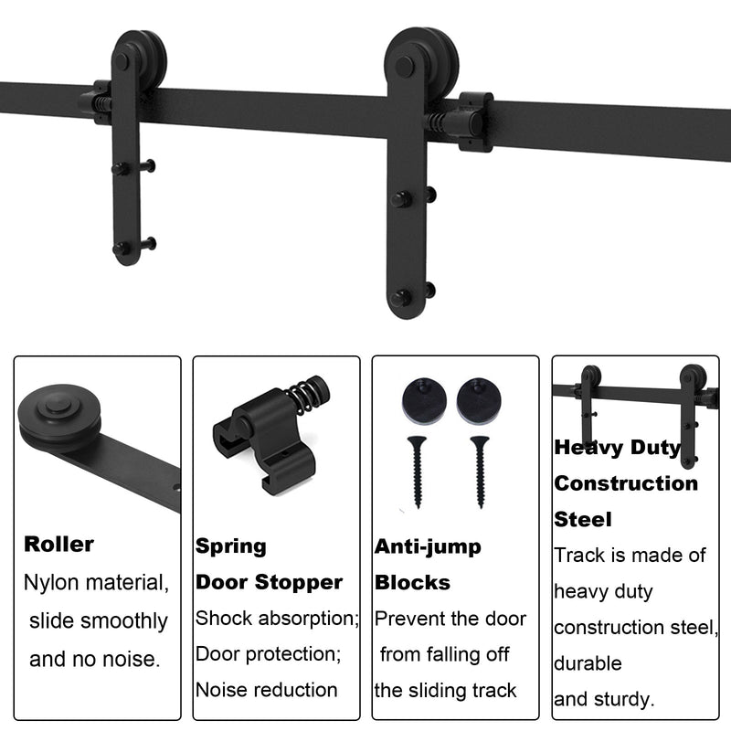 Sliding Barn Wood Door Hardware Black Rustic Track Kit