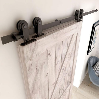Bypass Sliding Barn Door Hardware Kit  Single Track System (4ft-20ft).no door , No Noise