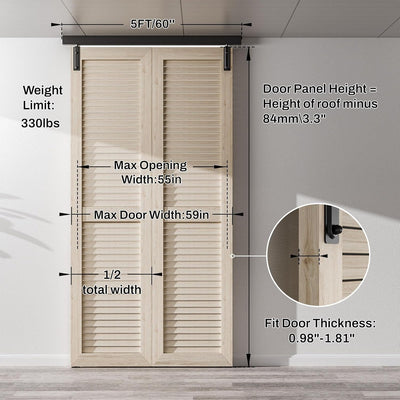 3FT-6FT Ceiling Mount Box Rail Hardware Bifold Sliding Barn Door Hardware