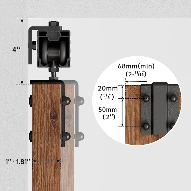 9 FT Box Rail Heavy Duty Sliding Barn DoorHardware Track Kit