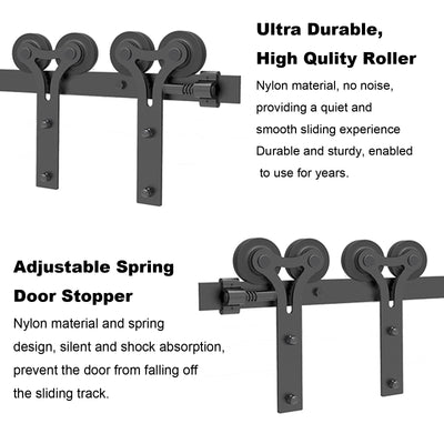17FT Sliding barn door hardware kit for double wooden door