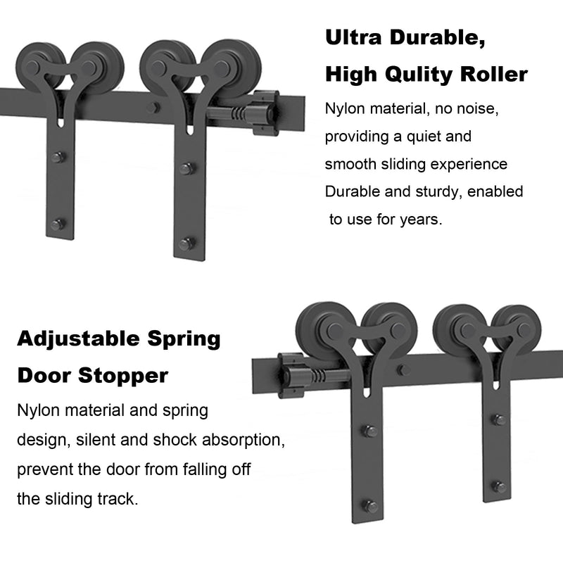 17FT Sliding barn door hardware kit for double wooden door