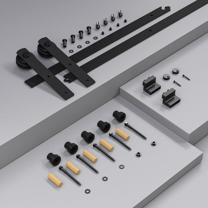 CCJH 6FT/6.6FT Sliding Barn Door Hardware Track Kit Heavy Duty ,Smoothly,No Door