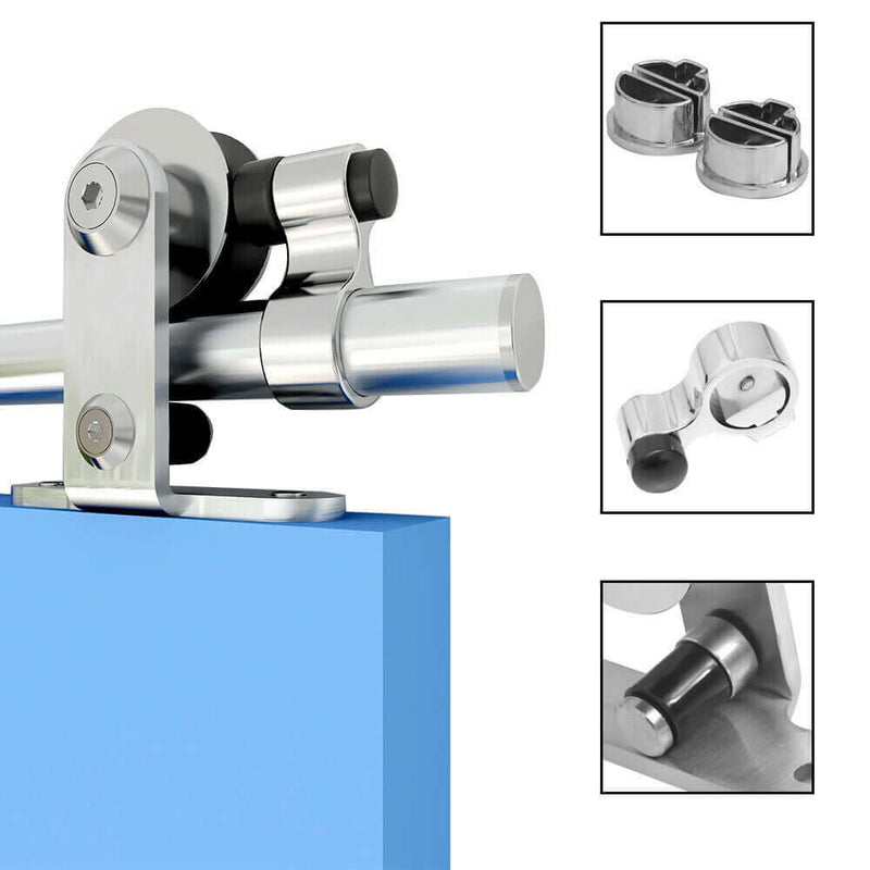 6FT-12FT Stainless Steel Sliding Track Barn Door Hardware Kit for Single Door Heavy Duty