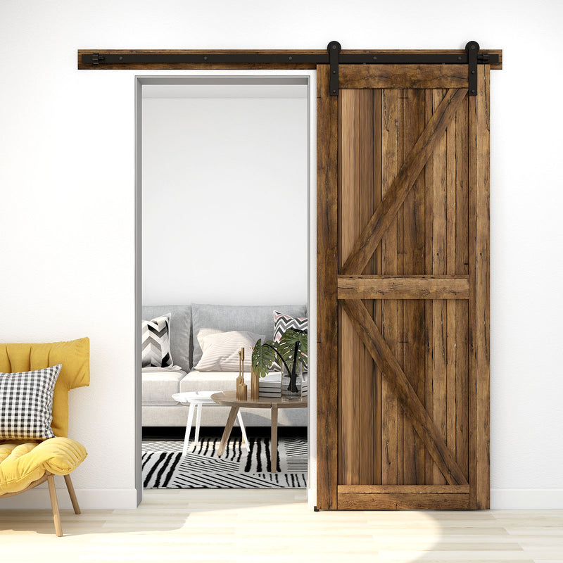 17FT Sliding barn door hardware kit for double wooden door