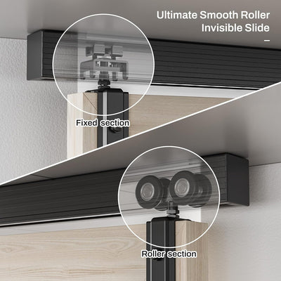 3FT-6FT Ceiling Mount Box Rail Hardware Bifold Sliding Barn Door Hardware