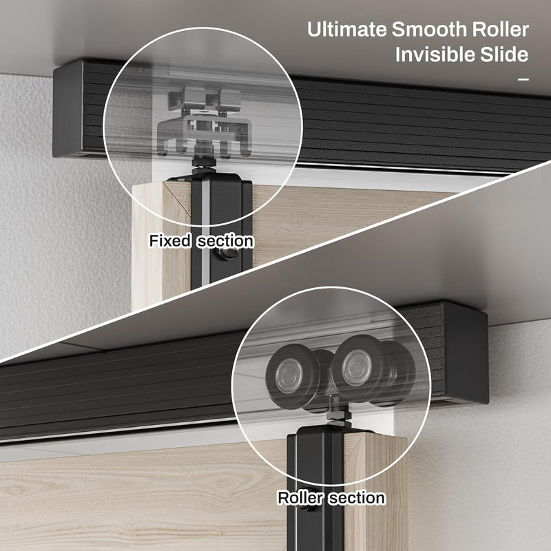 3FT-6FT Ceiling Mount Box Rail Hardware Bifold Sliding Barn Door Hardware
