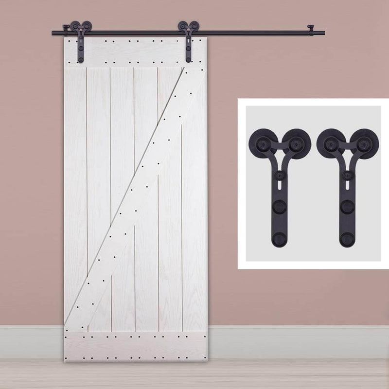 CCJH Barn Door Hardware kit Sliding 3.3FT Track Stainless Steel,Matte Black Surface for Max 19.5&