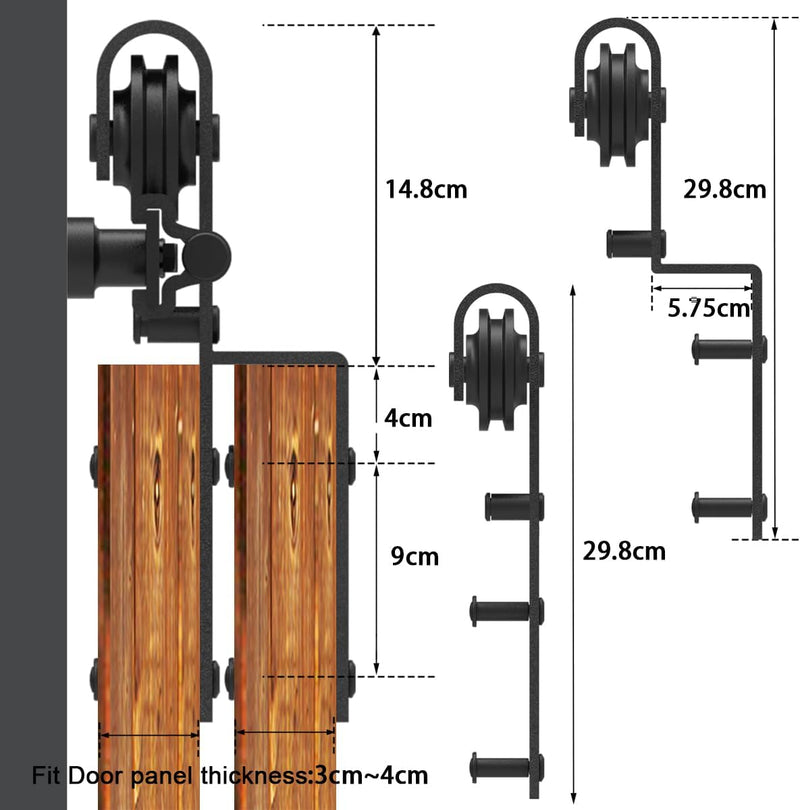 Bypass Sliding Barn Door Upgraded Single Track kit CCJH J Style for Double Barn Door