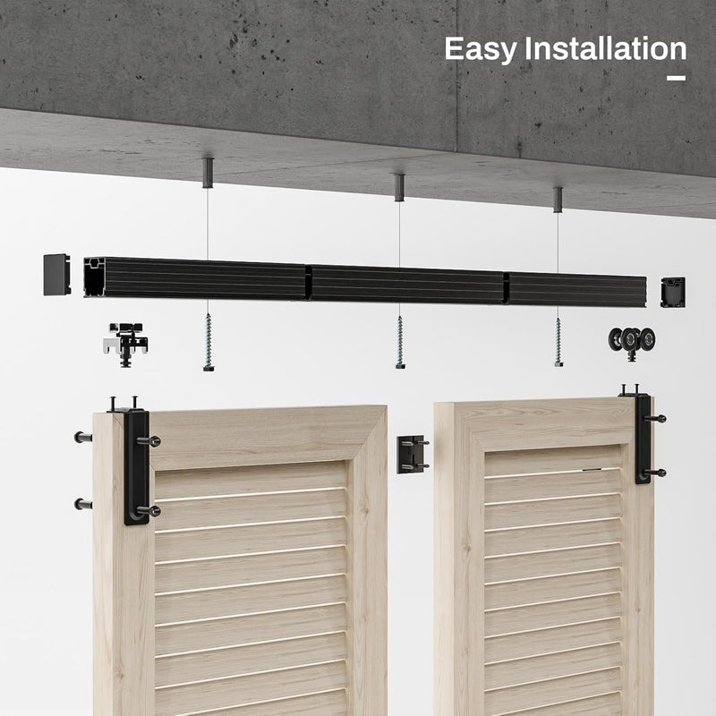 3FT-6FT Ceiling Mount Box Rail Hardware Bifold Sliding Barn Door Hardware