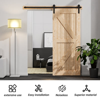 CCJH 6FT/6.6FT Sliding Barn Door Hardware Track Kit Heavy Duty ,Smoothly,No Door