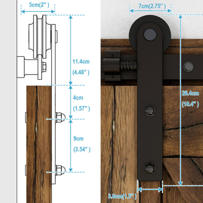 17FT Sliding barn door hardware kit for double wooden door