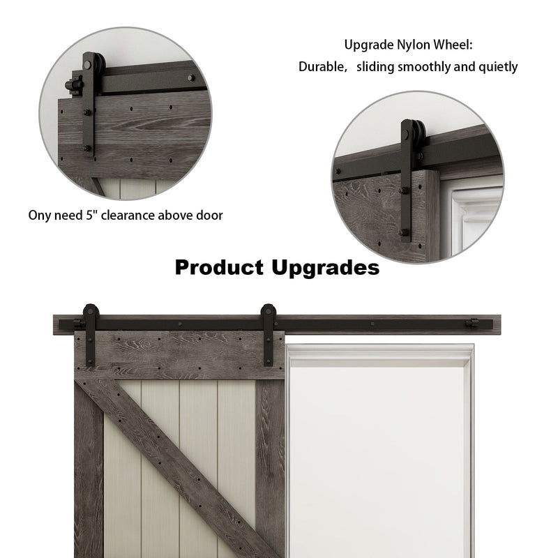 Barn door hardware kit with wheel and wheel track