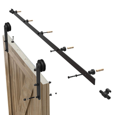 Sliding Barn Wood Door Hardware Black Rustic Track Kit
