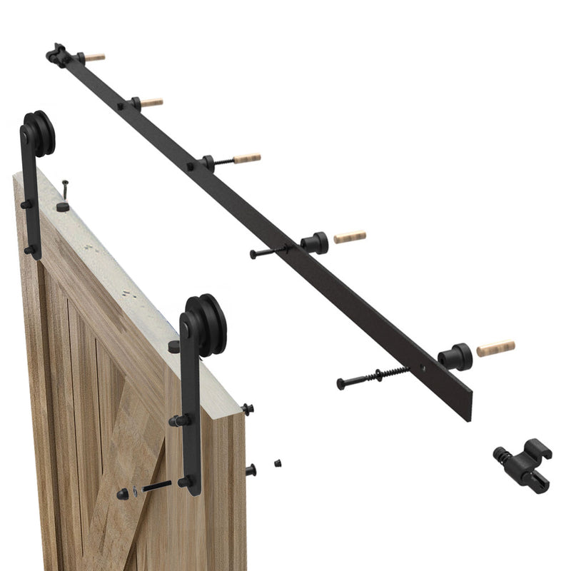 Sliding Barn Wood Door Hardware Black Rustic Track Kit