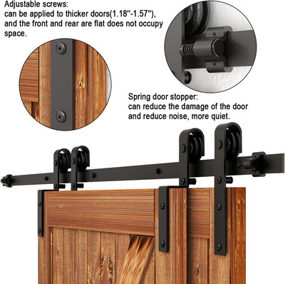 Bypass Sliding Barn Door Upgraded Single Track kit CCJH J Style for Double Barn Door