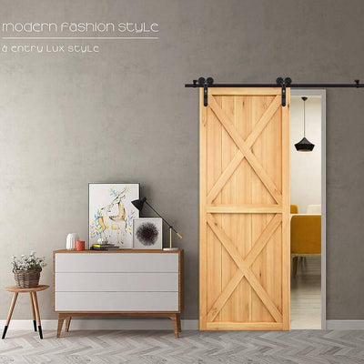 CCJH Barn Door Hardware kit Sliding 3.3FT Track Stainless Steel,Matte Black Surface for Max 19.5''Door Width