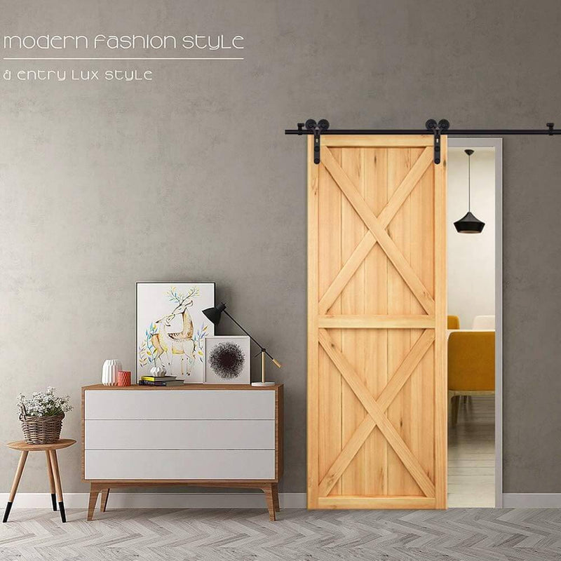CCJH Barn Door Hardware kit Sliding 3.3FT Track Stainless Steel,Matte Black Surface for Max 19.5&