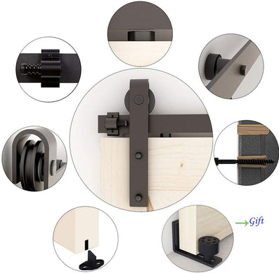1.8M/2M Sliding barn door hardware kit for single wooden door