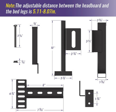 Adjustable Bed Headboard Wall Mounting Brackets,Footboard Extension Kit