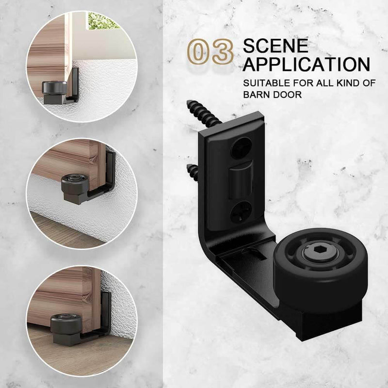 Upgrade Sliding Barn Door Floor Guide, Double Wheel Adjustable Roller Floor Guide, Smoothly and Quietly Bottom Guide for Sliding Door