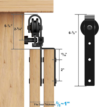 CCJH 3-8FT Super Mini Cabinet Bypass Sliding Barn Door Hardware Kit for 2/4 Door